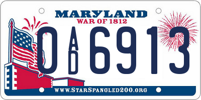 MD license plate 0AD6913