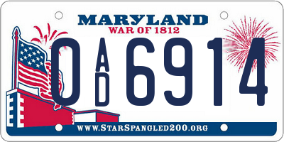MD license plate 0AD6914