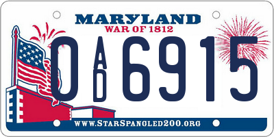MD license plate 0AD6915