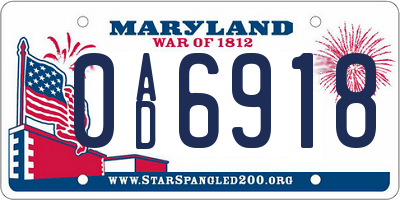 MD license plate 0AD6918