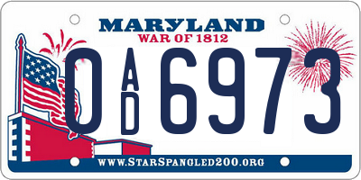 MD license plate 0AD6973