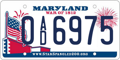 MD license plate 0AD6975