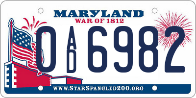 MD license plate 0AD6982