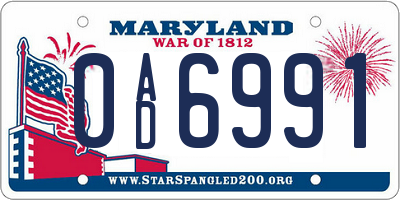 MD license plate 0AD6991