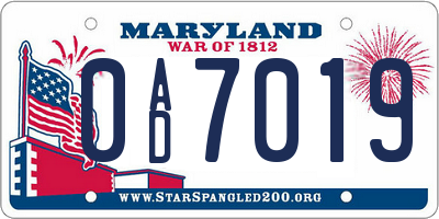 MD license plate 0AD7019
