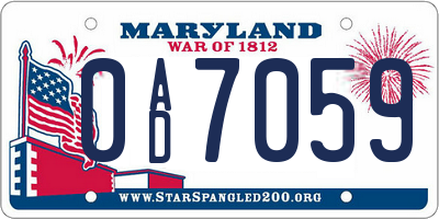 MD license plate 0AD7059