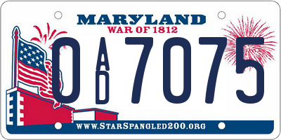 MD license plate 0AD7075