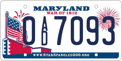 MD license plate 0AD7093