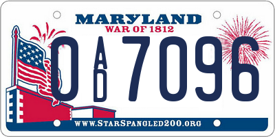 MD license plate 0AD7096