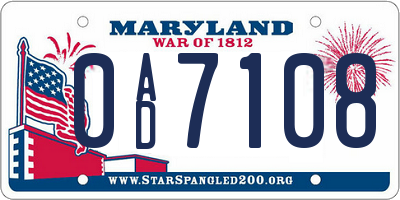MD license plate 0AD7108
