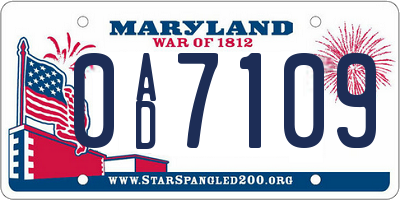 MD license plate 0AD7109