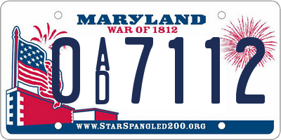 MD license plate 0AD7112