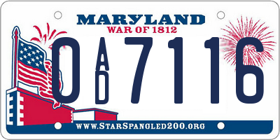 MD license plate 0AD7116
