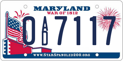 MD license plate 0AD7117