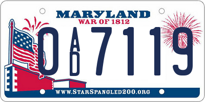 MD license plate 0AD7119