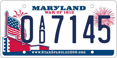 MD license plate 0AD7145