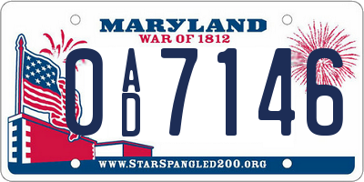 MD license plate 0AD7146