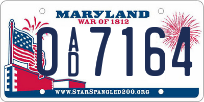 MD license plate 0AD7164