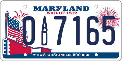 MD license plate 0AD7165