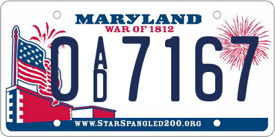 MD license plate 0AD7167