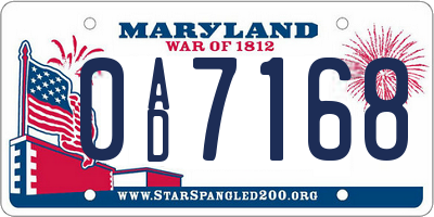 MD license plate 0AD7168