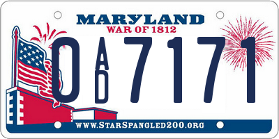 MD license plate 0AD7171