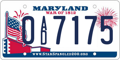 MD license plate 0AD7175