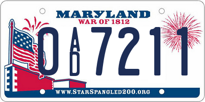 MD license plate 0AD7211