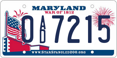 MD license plate 0AD7215