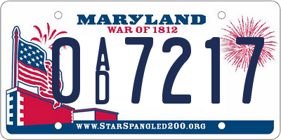 MD license plate 0AD7217
