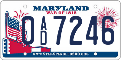 MD license plate 0AD7246