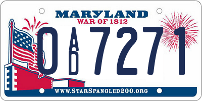 MD license plate 0AD7271