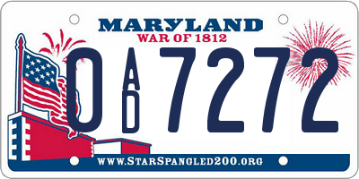 MD license plate 0AD7272