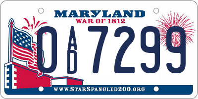 MD license plate 0AD7299
