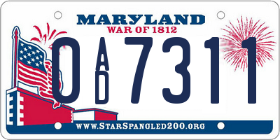 MD license plate 0AD7311