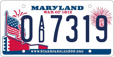 MD license plate 0AD7319