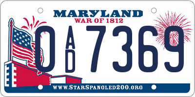 MD license plate 0AD7369