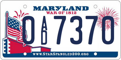 MD license plate 0AD7370