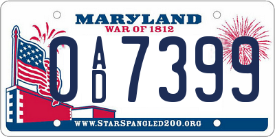 MD license plate 0AD7399