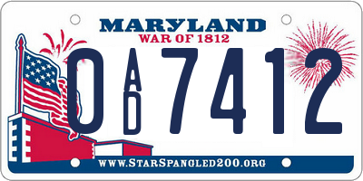 MD license plate 0AD7412