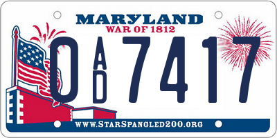 MD license plate 0AD7417