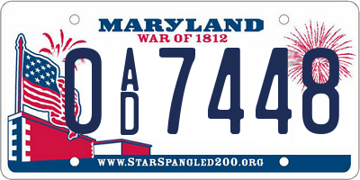 MD license plate 0AD7448