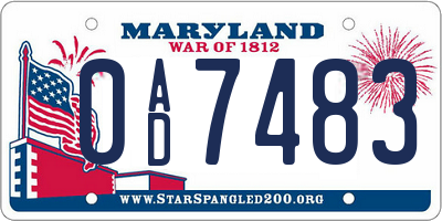 MD license plate 0AD7483
