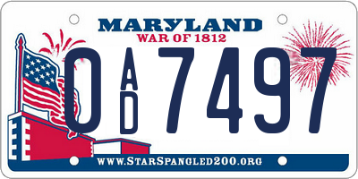 MD license plate 0AD7497