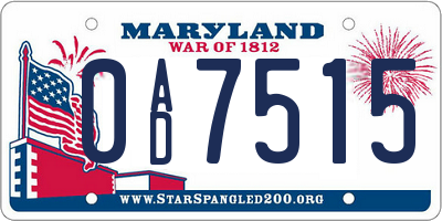 MD license plate 0AD7515