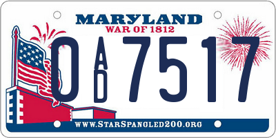 MD license plate 0AD7517
