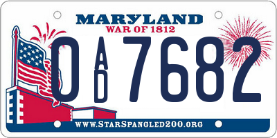 MD license plate 0AD7682