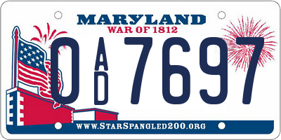 MD license plate 0AD7697