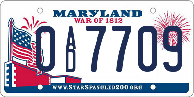 MD license plate 0AD7709