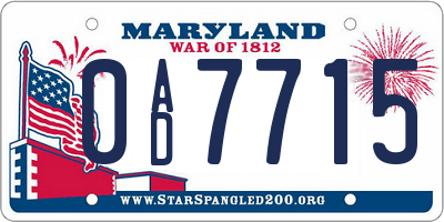 MD license plate 0AD7715
